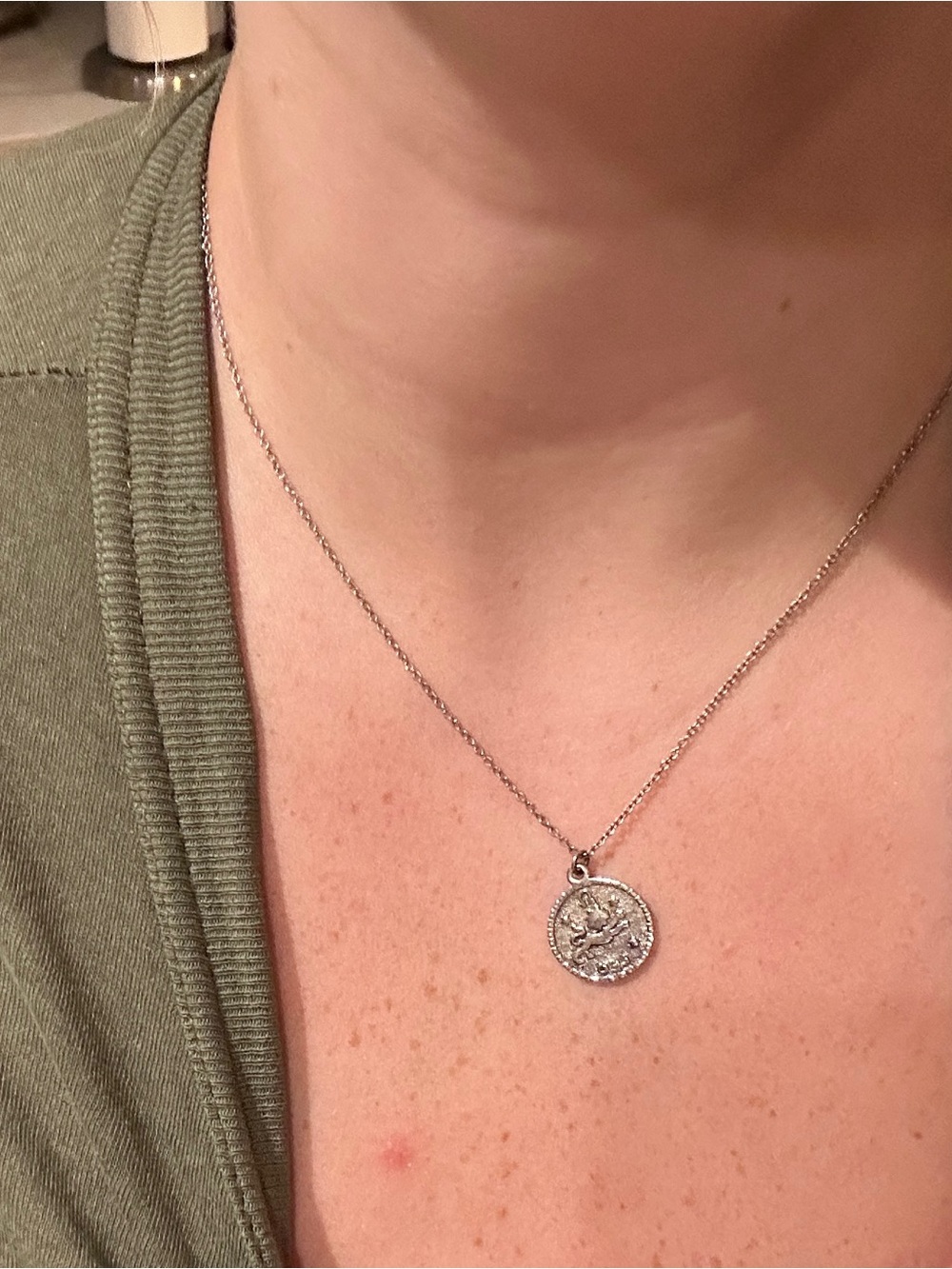 Sterling Silver Coin Pendant Necklace - Silver